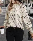 Miss Sparkling | Polka Dot Print Lantern Sleeve Blouse