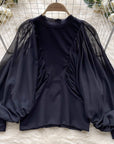 Miss Sparkling |Puff Mesh Long Sleeve Top