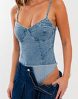 LE LIS Denim Bustier Bodysuit