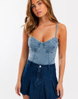 LE LIS Denim Bustier Bodysuit