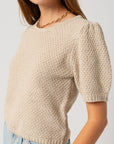 Gilli Puff Sleeve Round Neck Texture Sweater Top