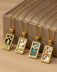 Water Proof Tarot Card Natural Stone Necklace