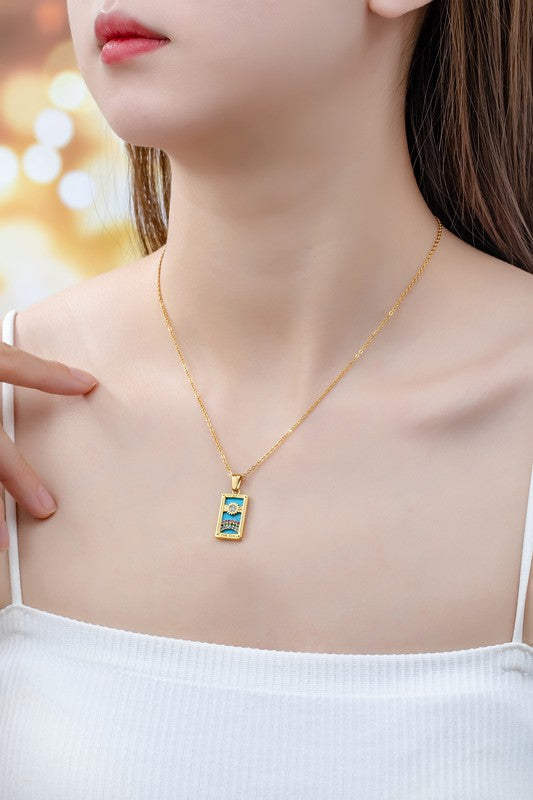 Water Proof Tarot Card Natural Stone Necklace