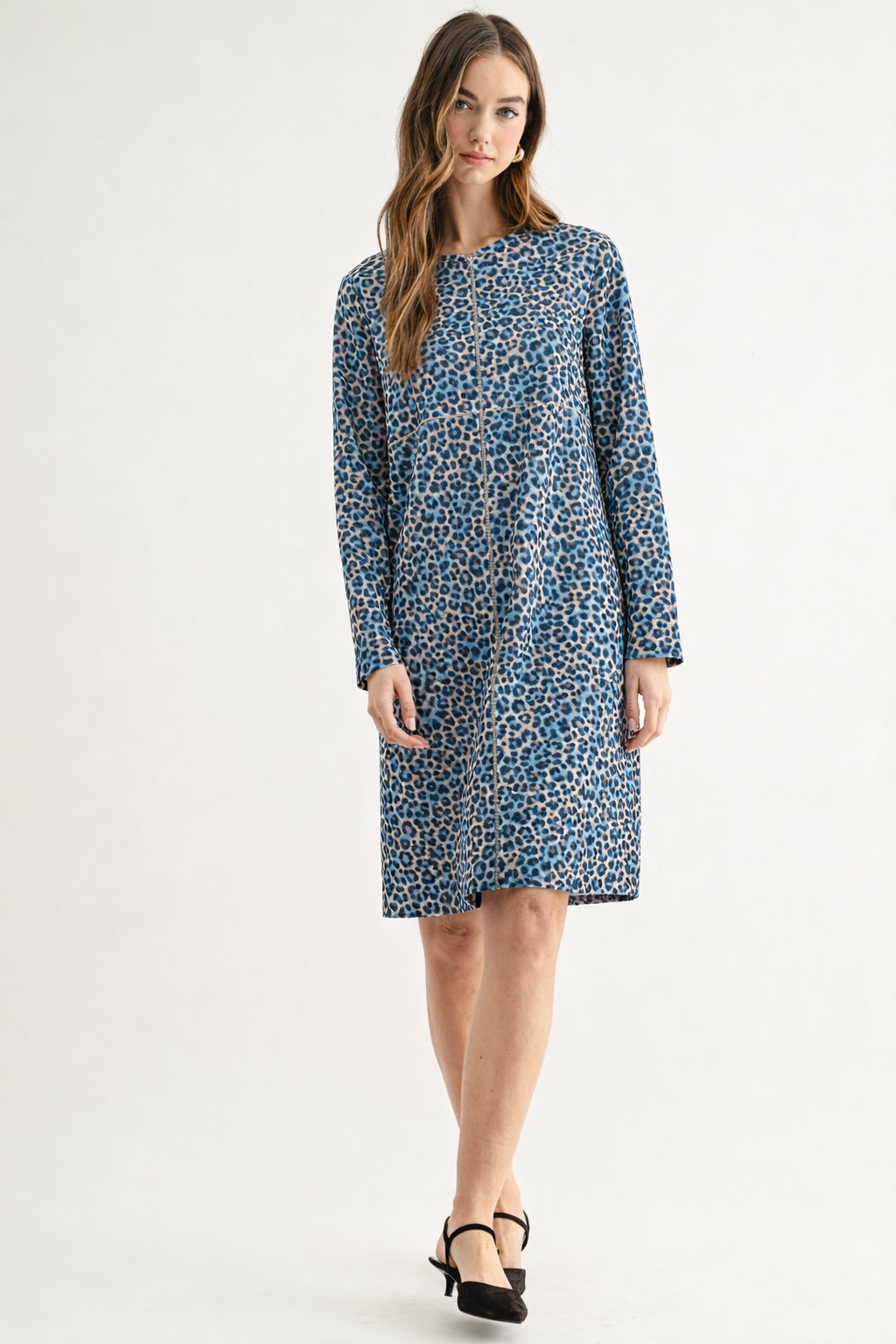 JOH Apparel Aurora Printed Faux Suede Dress with Pockets