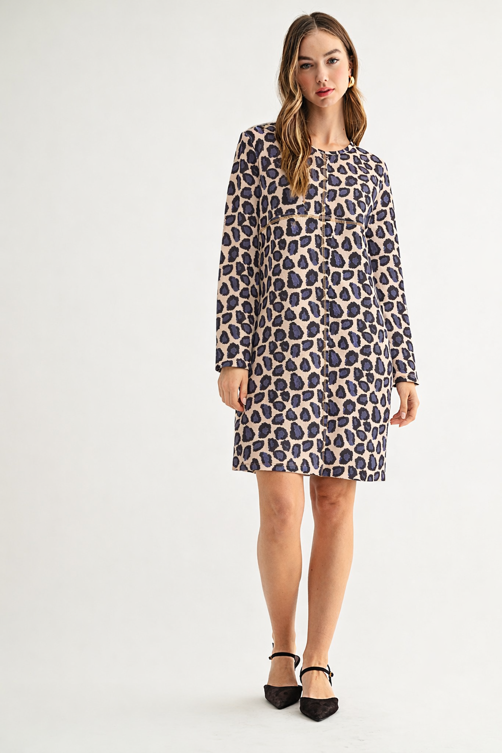 JOH Apparel Aurora Printed Faux Suede Dress with Pockets