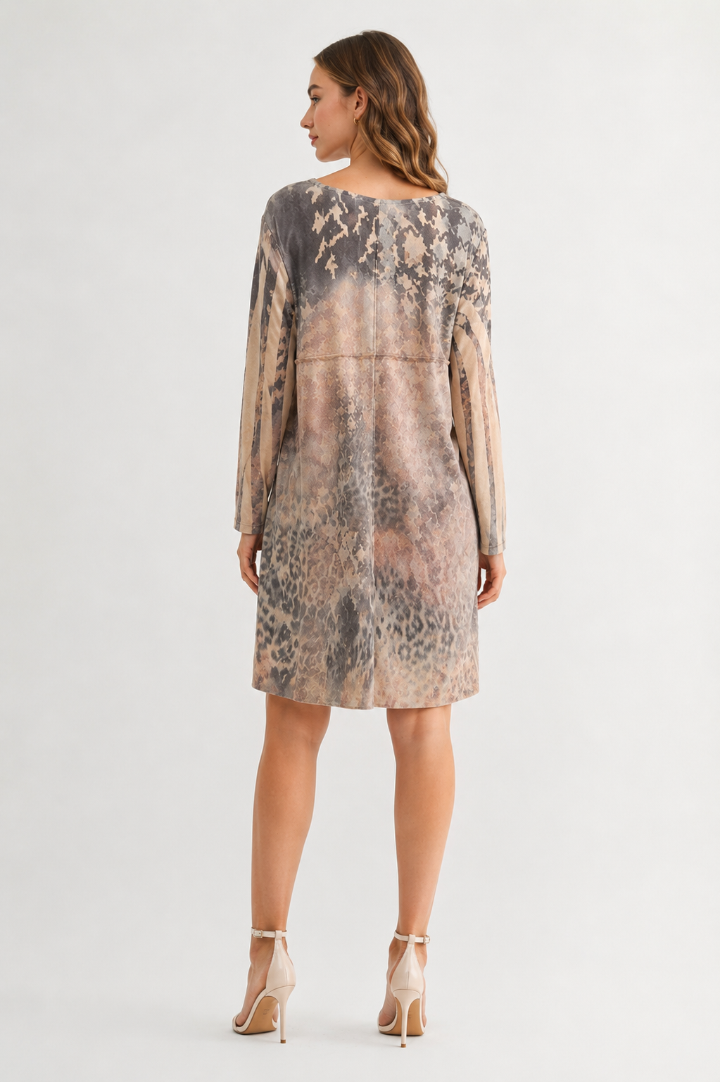 JOH Apparel Aurora Printed Faux Suede Dress with Pockets