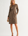 JOH Apparel Aurora Printed Faux Suede Dress with Pockets