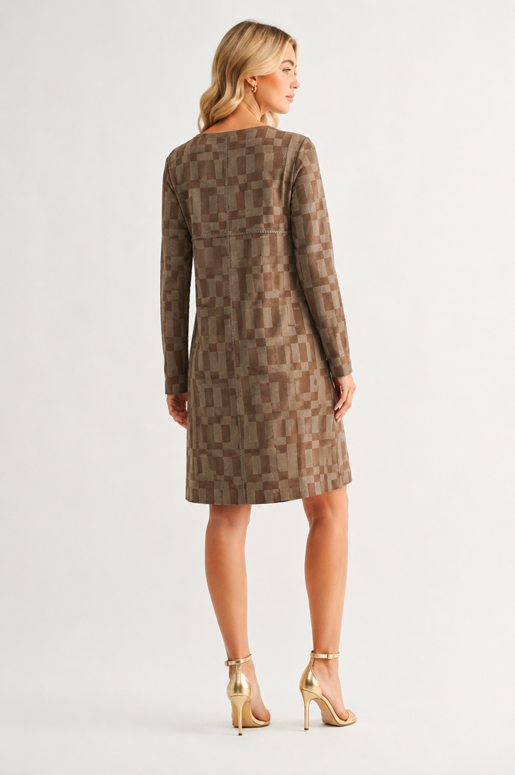 JOH Apparel Aurora Printed Faux Suede Dress with Pockets