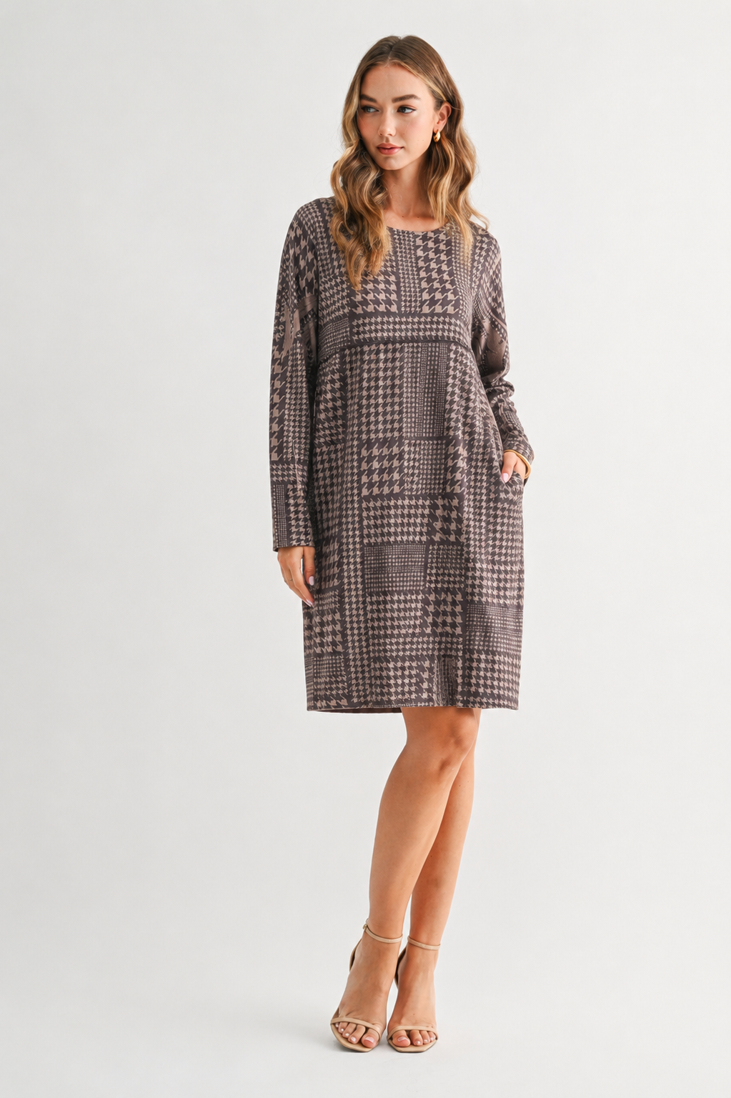 JOH Apparel Aurora Printed Faux Suede Dress with Pockets