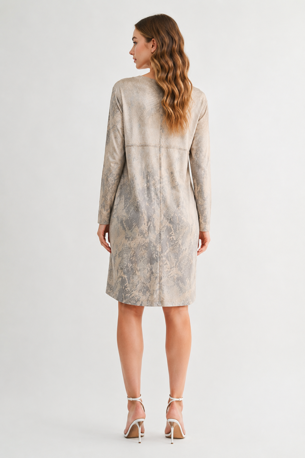 JOH Apparel Aurora Printed Faux Suede Dress with Pockets
