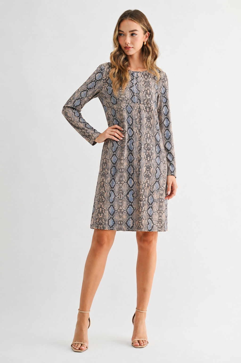 JOH Apparel Aurora Printed Faux Suede Dress with Pockets