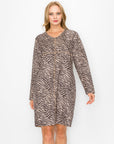 Aurora Faux Suede V Neck Dress - Zebra (with pockets or without)