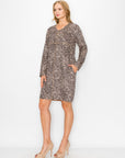 Aurora Faux Suede V Neck Dress - Zebra (with pockets or without)