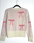 Bow Intarsia Cropped Cardigan — Sweet Cottagecore Knit Sweater