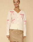 Bow Intarsia Cropped Cardigan — Sweet Cottagecore Knit Sweater