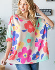 HOPELY Floral Waffle Oversize T-Shirt