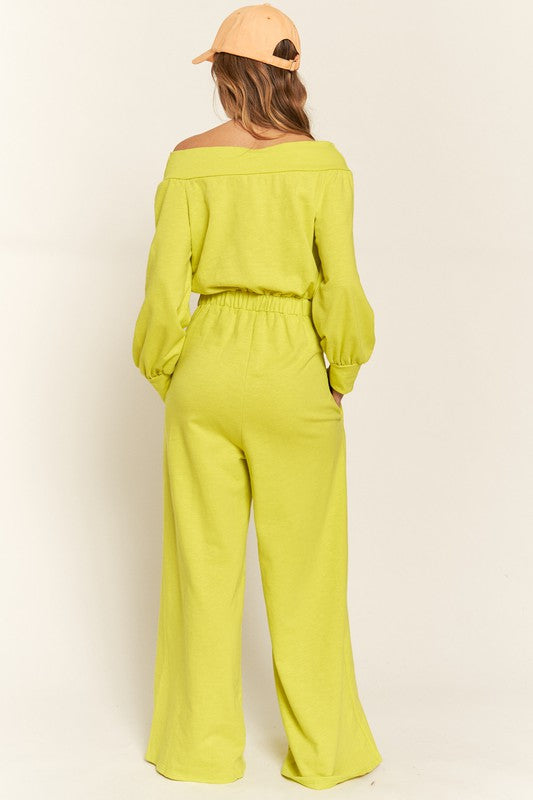 Jade By Jane One Shoulder Terry Jumpsuit PLUS