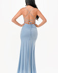 La Scala Glittered Lace Up Mermaid Dress