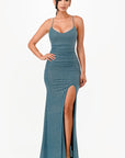 La Scala Glittered Lace Up Mermaid Dress