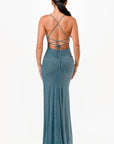 La Scala Glittered Lace Up Mermaid Dress