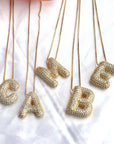 Jewel Bubble Initial Necklace Gold Silver Plating