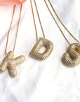 Jewel Bubble Initial Necklace Gold Silver Plating