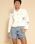 Embroidered Bow Denim Jacket