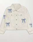 Embroidered Bow Denim Jacket