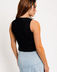 LE LIS Satin Bow Detail Sleeveless Sweater Top