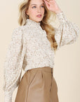 Lilou Stand Collar Floral Frill Blouse