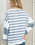 Striped Casual Drop Shoulder Pullover Sweatshirt