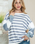 Striped Casual Drop Shoulder Pullover Sweatshirt