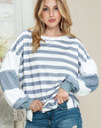 Striped Casual Drop Shoulder Pullover Sweatshirt