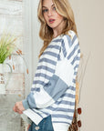 Striped Casual Drop Shoulder Pullover Sweatshirt