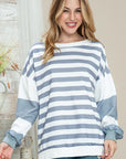 Striped Casual Drop Shoulder Pullover Sweatshirt