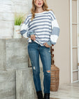 Striped Casual Drop Shoulder Pullover Sweatshirt