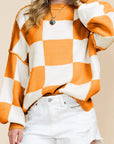 Checkered Bishop Sleeve Sweater