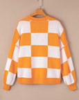 Checkered Bishop Sleeve Sweater