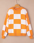 Checkered Bishop Sleeve Sweater