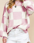 Checkered Bishop Sleeve Sweater