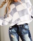 Checkered Bishop Sleeve Sweater