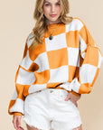 Checkered Bishop Sleeve Sweater