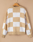 Checkered Bishop Sleeve Sweater