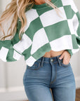 Checkered Bishop Sleeve Sweater