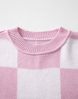 Checkered Bishop Sleeve Sweater