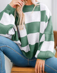 Checkered Bishop Sleeve Sweater