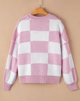 Checkered Bishop Sleeve Sweater