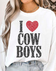 I Love Cowboys Western Country Graphic Sweatshirt