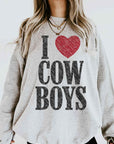 I Love Cowboys Western Country Graphic Sweatshirt