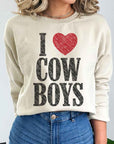 I Love Cowboys Western Country Graphic Sweatshirt